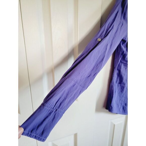 True Religion XS Pearl Snap Western Buttoned Shirt Crystal Logo Pockets Purple - Picture 6 of 10